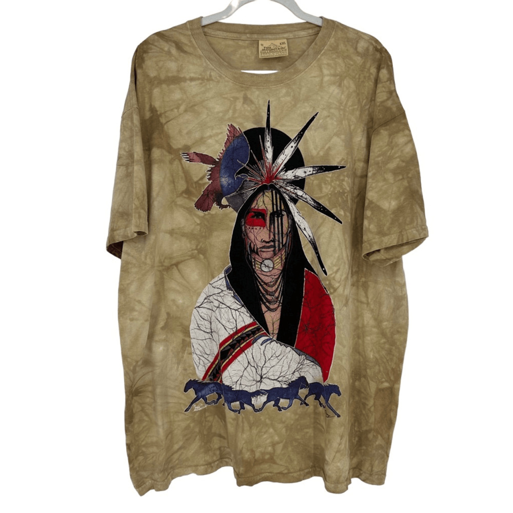 Vintage 90s Graphic Mens 2XL T-Shirt The Mountain Native American Horse